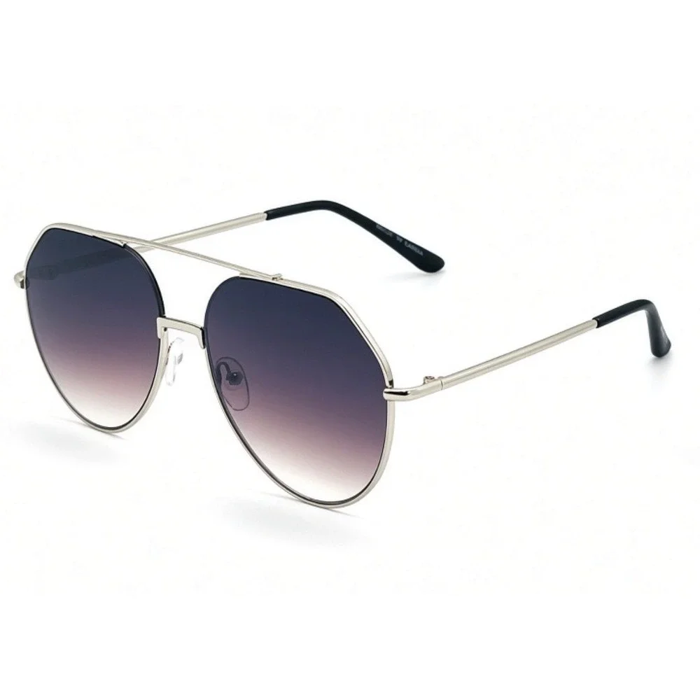 Sunglasses Silver Frame Black Gradient Lens Fashion Eyewear Driving Shades Men‎